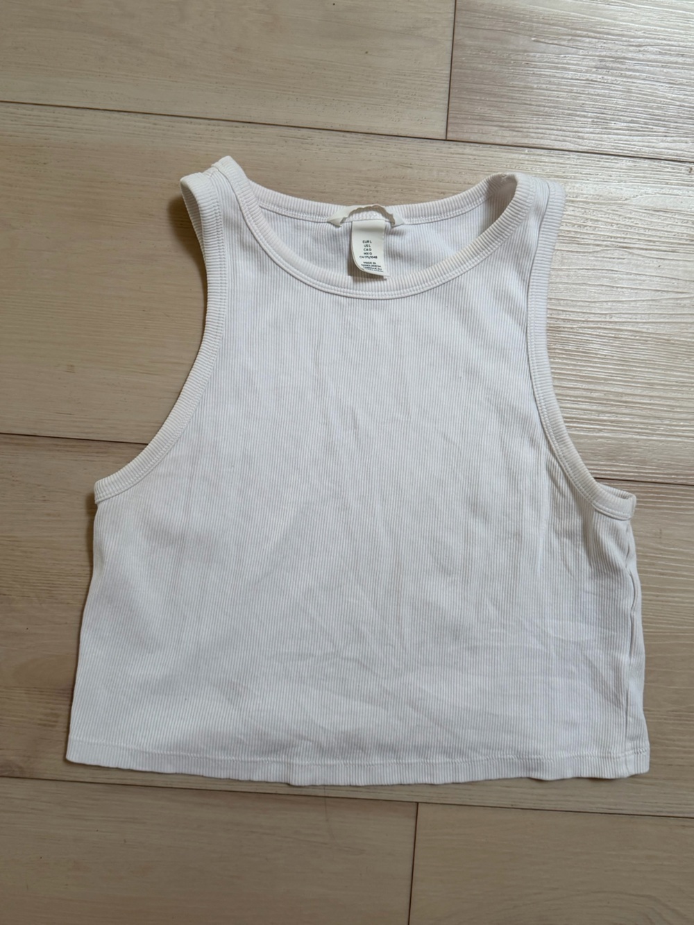 H&M White Ribbed Scoop Tank Top